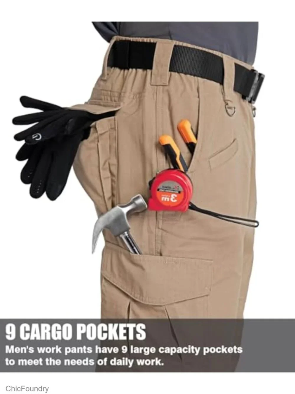 Men's Cargo Pants Ripstop Water Resistant Hiking Work Pants Multi Pockets Army